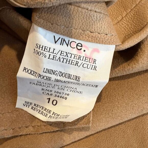 Vince Lamb Leather Shift Dress Tank Tan Front Pockets Light Size 10 READ - Picture 10 of 14